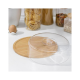 Suport tort, prajituri, alimente, bambus, capac transparent din plastic, diametru 28 cm