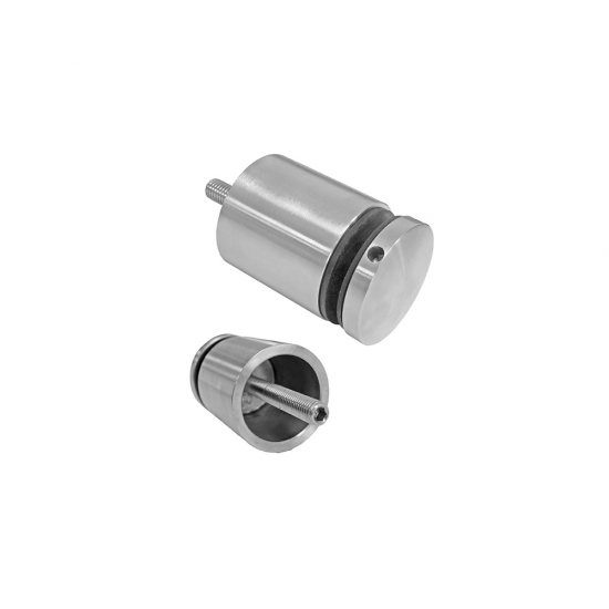 Conector lateral din inox pentru prinderea sticlei de 8 - 17,52 mm, distantier de 30 mm, diametru Ø 50 mm E473