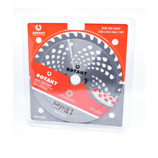 Disc motocoasa, 230x25.4x1.3x36T mm, 36 dinti vidia, Rotakt RODT36231A Disc motocoasa, 230x25.4x1.3x36T mm, 36 dinti vidia, Rotakt RODT36231A