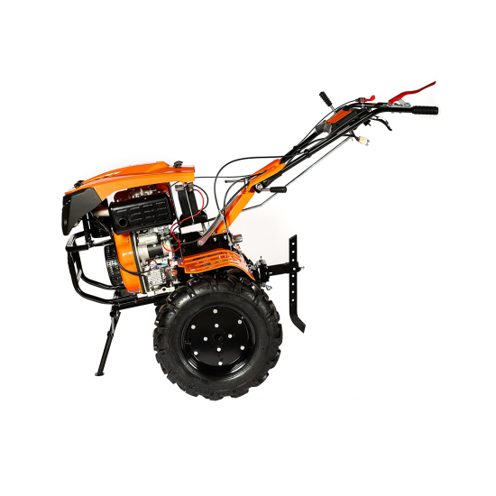 Motocultor, Detoolz, motorina, 11 CP, motor 4 timpi, 418 CC, 3 viteze, pornire electronica, capota cu faruri, latime maxima de lucru 115 cm, adancime maxima de lucru 10 cm, freze segmentabile cu discuri laterale, roti 500-12
