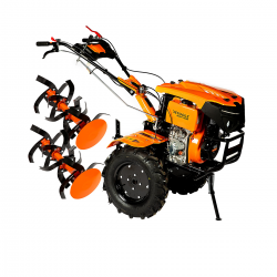 Motocultor, Detoolz, motorina, 11 CP, motor 4 timpi, 418 CC, 3 viteze, pornire electronica, capota cu faruri, latime maxima de lucru 115 cm, adancime maxima de lucru 10 cm, freze segmentabile cu discuri laterale, roti 500-12
